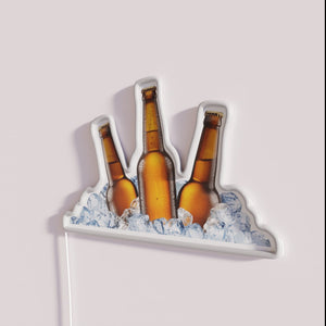 Vibrant Neon Sign for Home Bar with Cold Beer Theme