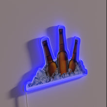 Load image into Gallery viewer, Neon beer sign with glowing red blue color accents
