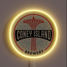 Load image into Gallery viewer, Coney Island Brewery neon sign with yellow LED border