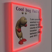 Load image into Gallery viewer, Vibrant neon bug design illuminates home decor with fun facts.