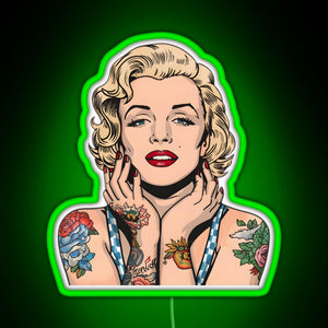 Cool Vintage Marilyn Monroe With Tattoos RGB neon sign green