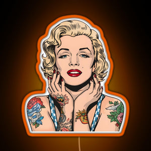 Cool Vintage Marilyn Monroe With Tattoos RGB neon sign orange