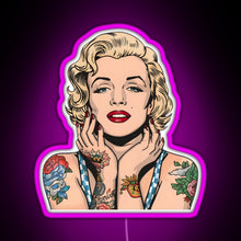 Load image into Gallery viewer, Cool Vintage Marilyn Monroe With Tattoos RGB neon sign  pink