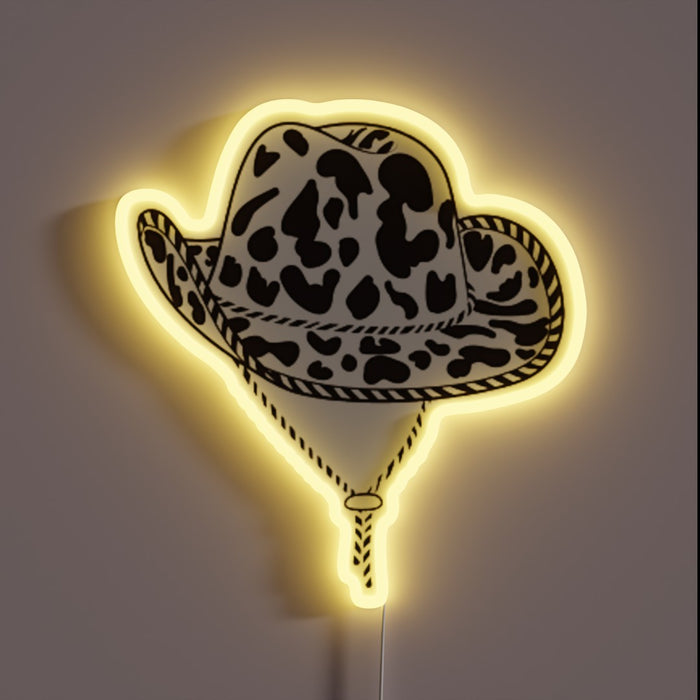 Western Style Cowboy Hat Embroidered with Color-Changing Neon Accents