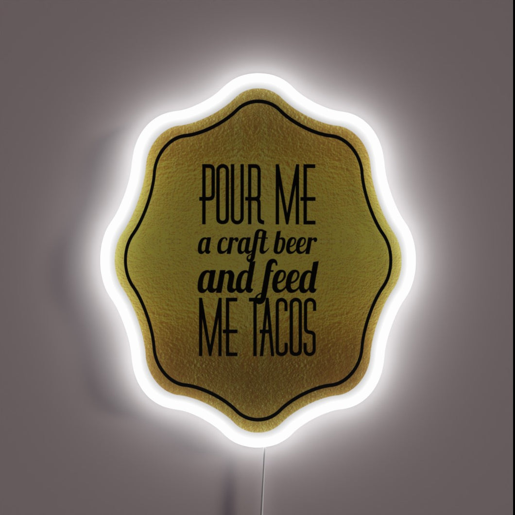 Vibrant Neon Sign Featuring A Beer and Taco Theme