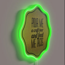 Load image into Gallery viewer, Neon Sign Featuring Colorful Graphics of Craft Beer and Tacos