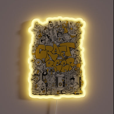 Neon Sign for Craft Beer Lovers in English Typography Style