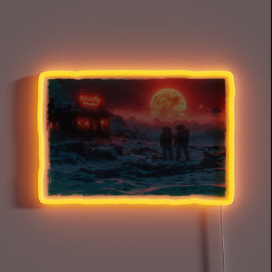 Add cosmic flair with this colorful, customizable space-themed LED sign.