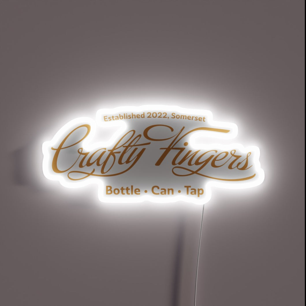 Glowing RGB logo highlighting the creative spirit of crafty fingers