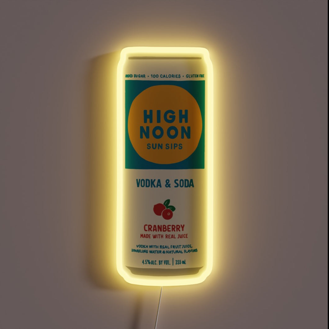 High Noon Cranberry customneon sign with yellow LED glow