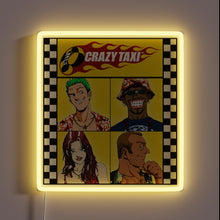 Load image into Gallery viewer, This neon-lit tribute to *Crazy Taxi* is a blast from the past for arcade lovers — with bold yellow glow and the iconic characters front and center, it&#39;s the ultimate wall piece for fans of retro gaming chaos.