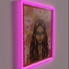 Load image into Gallery viewer, Royal Glamour Illuminated with Semi-Realistic Neon Portrait of Princess Crown.