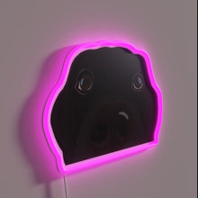 Load image into Gallery viewer, Curious Black Lab Puppy RGB neon sign, side view lit showing the depth of the acrylic sign