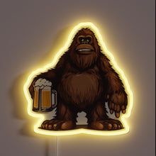 Load image into Gallery viewer, Colorful Neon Sign featuring Adorable Bigfoot with Beer Mugs