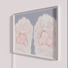 Load image into Gallery viewer, Cute kitten paws semi realistic colorful neon decorative home art