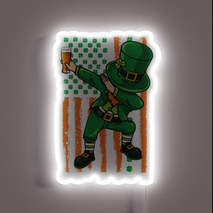 Lucky Leprechaun's Dabbing Cheer: Neon Beer Sign for St Patrick's