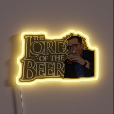 RGB LED neon sign featuring Daniel Andrews as beer lord