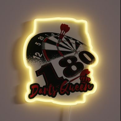 Neon Darts Sign with Glowing Rainbow Colors and Bullseye Design