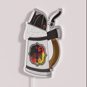Neon firefighter themed beer stein gift for paramedic medicine enthusiasts