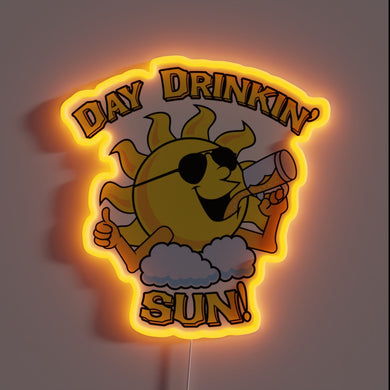 Vibrant Neon Sign Illuminating Your Bar with Day Drinking Joy