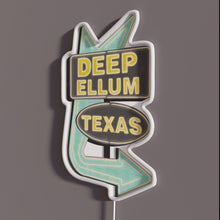 Load image into Gallery viewer, Deep Ellum Texas RGB neon sign, side view with lights off showing acrylic backing and LED tube