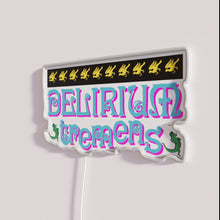 Load image into Gallery viewer, Neon delirium tremens themed alligator decorative sign for bar home.