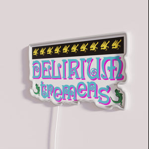 Neon delirium tremens themed alligator decorative sign for bar home.