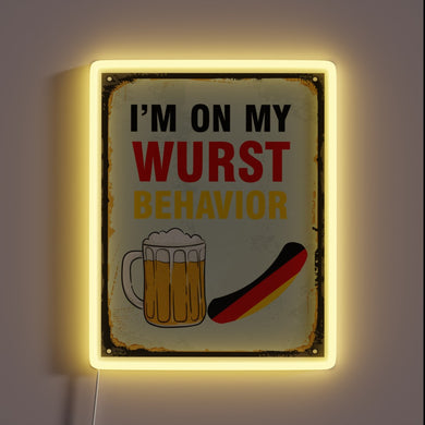 Vibrant Oktoberfest-themed RGB neon sign with traditional German design elements.