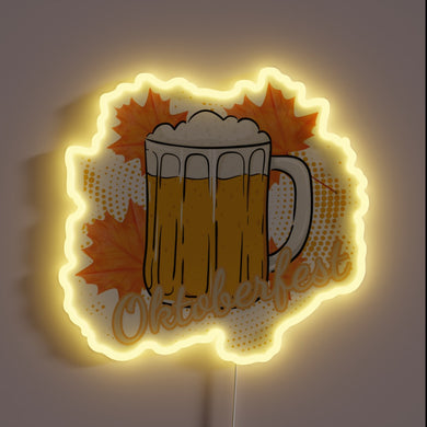 Vibrant Bavarian-inspired LED sign for festive Oktoberfest ambiance lighting.