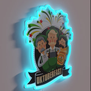 Traditional German Beer Fest Decor with Vibrant RGB Neon Lighting