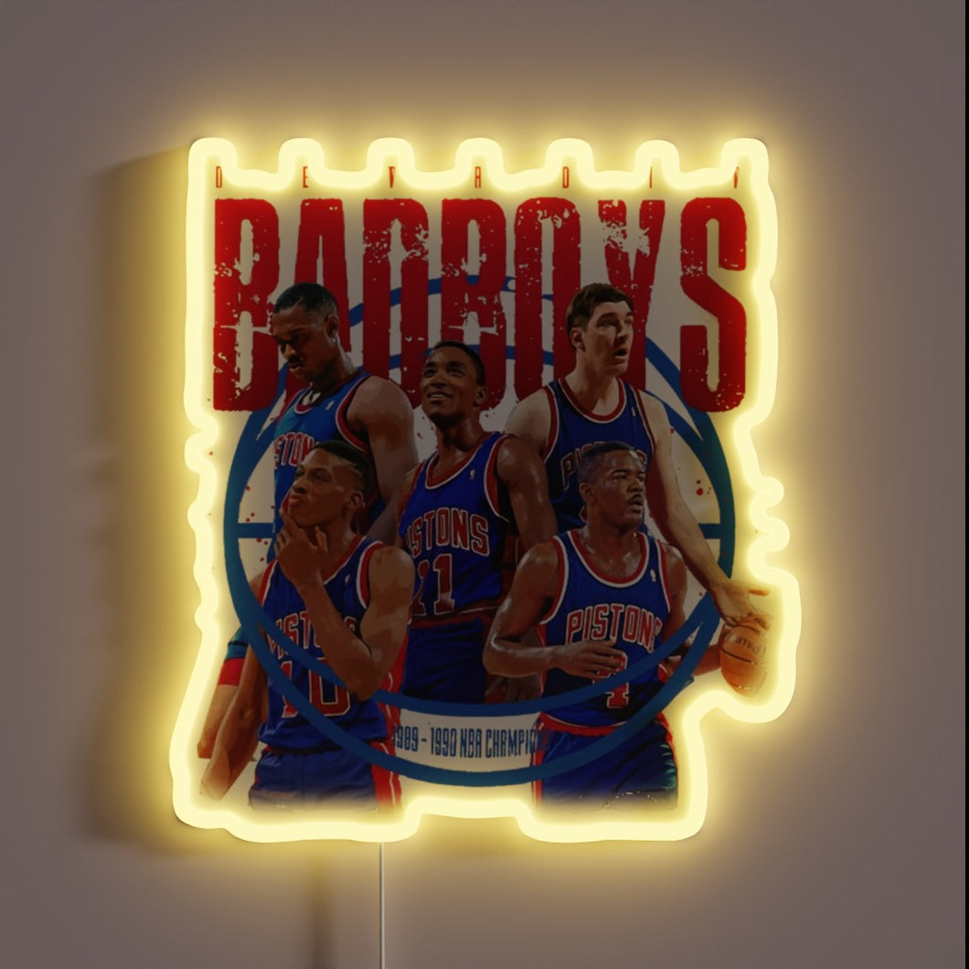 Authentic Detroit Pistons 'Bad Boys' NBA Team Neon Sign Lamp