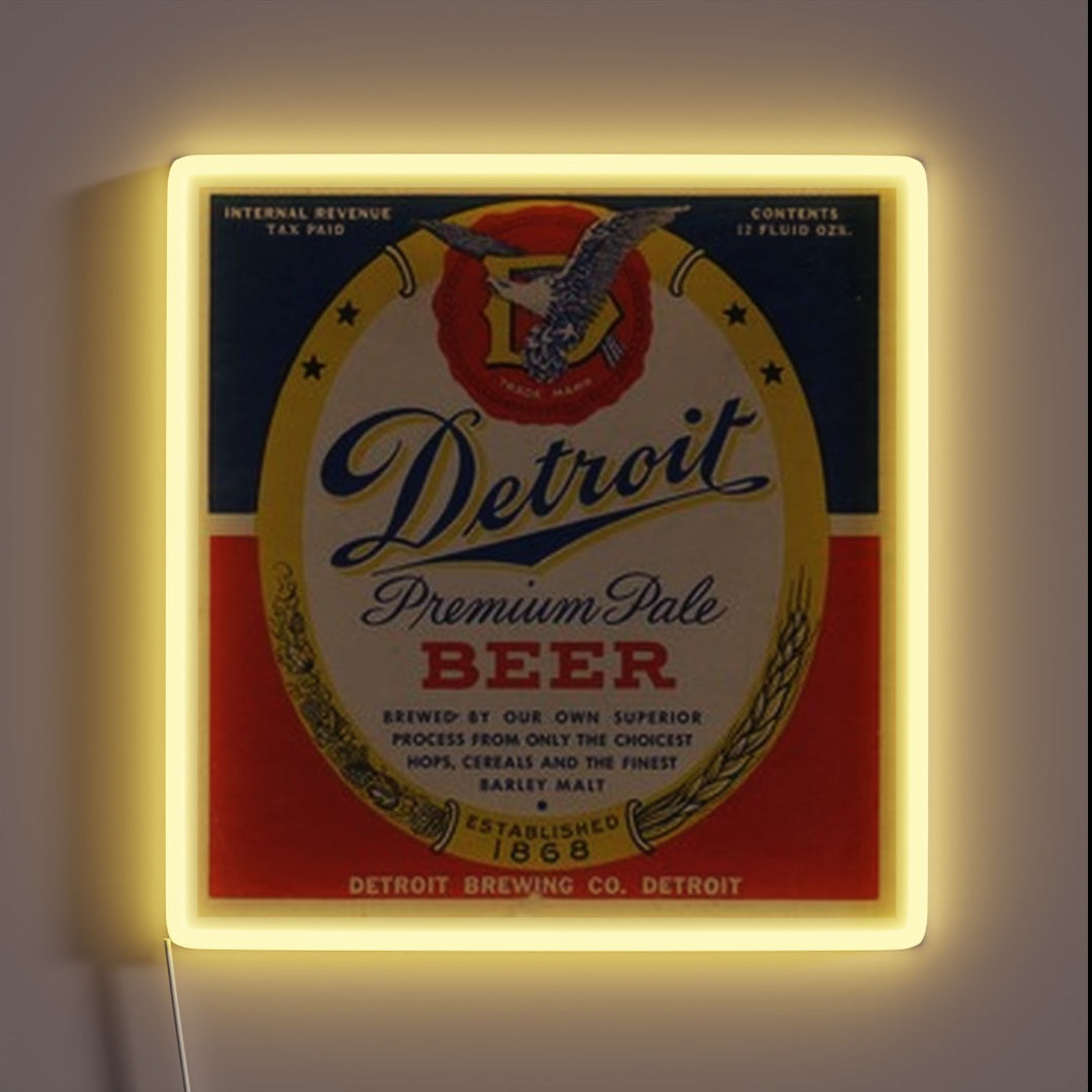 Brighten up your bar with this vibrant Detroit beer sign