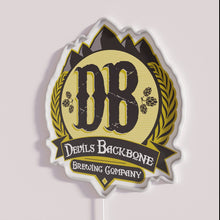 Load image into Gallery viewer, Eye-catching devils backbone neon sign in vibrant RGB color scheme.
