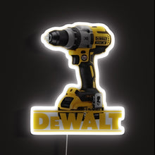 Load image into Gallery viewer, Dewalt Quotes Vintage RGB neon sign, front view lit, printed on acrylic