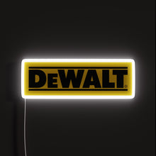Load image into Gallery viewer, Dewalt Tool RGB neon sign, front view lit, printed on acrylic