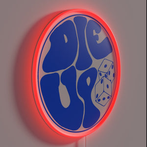 Electric die up blue glow in the dark rgb neon sign.