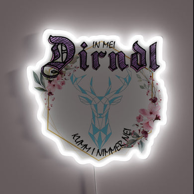 Retro Neon Sign with Bold Black Dirndl Inspired Design