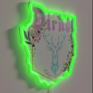 Vibrant Pink Neon Sign featuring a Traditional German Dirndl Design