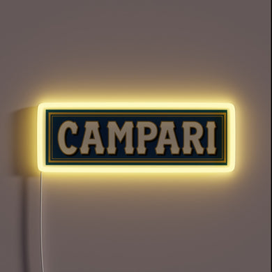 Vintage inspired retro neon sign advertising DO YOU KNOW CAMPARI cocktail brand.