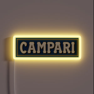 Vintage inspired retro neon sign advertising DO YOU KNOW CAMPARI cocktail brand.