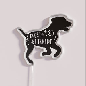 Vibrant dog fishing neon light decor for home or office