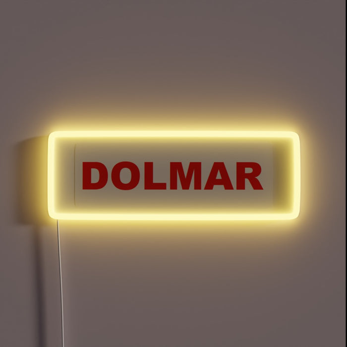 RGB Neon Sign with Bold Dolmar Lettering in Vibrant Colors