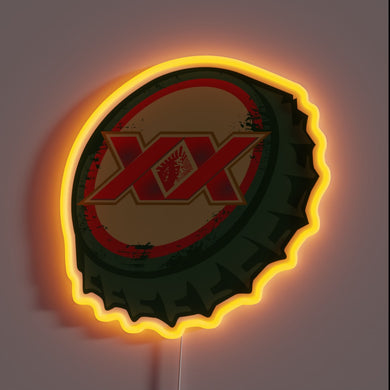 Vibrant RGB Neon Sign Featuring Iconic Dos Equis Beer Cap Logo