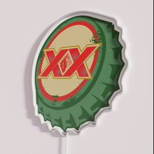 Load image into Gallery viewer, Bold Neon Mexican Beer Cap Sign with Vibrant RGB Colors