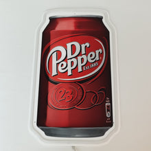 Load image into Gallery viewer, A vibrant Dr Pepper can neon sign glowing steadily, showcasing its iconic red and white design, ideal for adding a nostalgic touch to any space