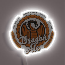Load image into Gallery viewer, RGB Neon Sign Featuring Illuminated Dragon Ale Logo Design