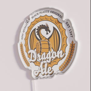 Neon Beer Bar Sign with Vibrant RGB Lit Dragon Logo