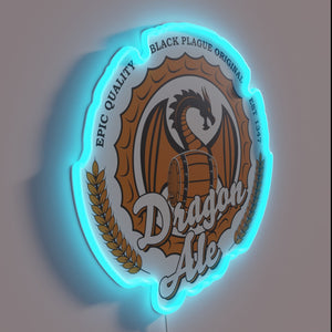 Neon Beer Sign with Vibrant RGB Dragon Ale Logo Design