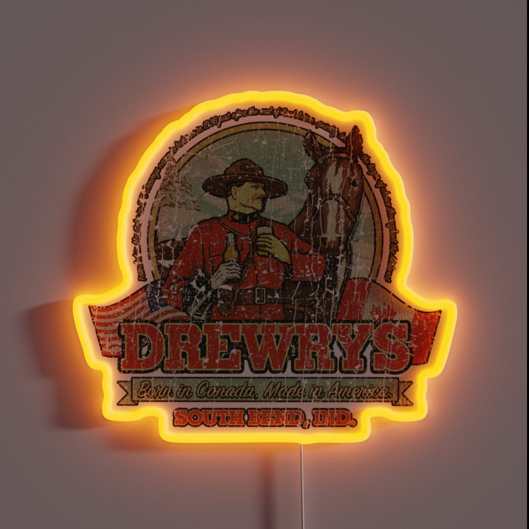 Vintage Retro Illuminated Drewrys Whiskey Bar Sign from 1936 Era