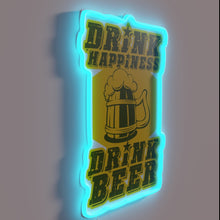 Load image into Gallery viewer, RGB Neon Beer Bar Sign: Drink Happiness, Live Freely Always